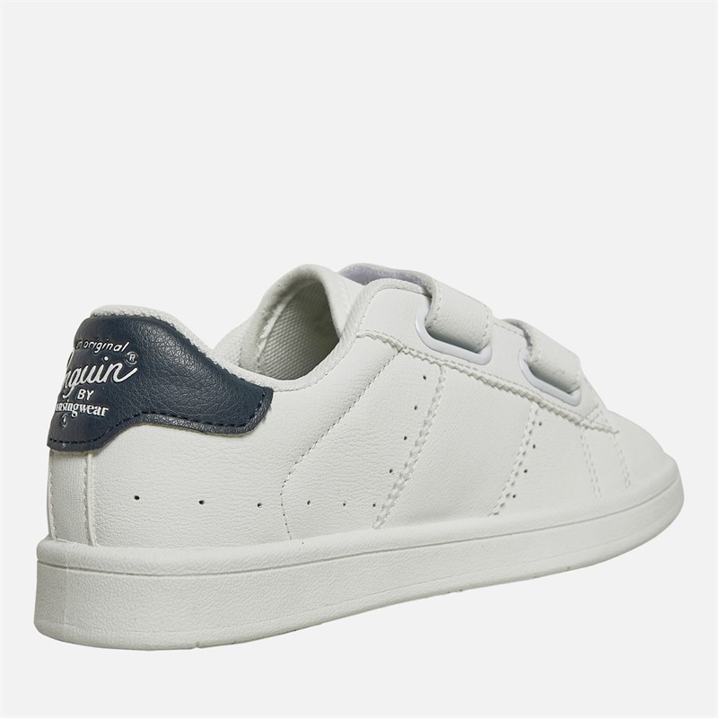 Original Penguin Junior Boys Marble Velcro Trainers White/Navy