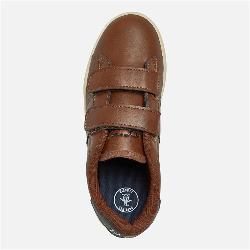Original Penguin Junior Boys Marble Velcro Trainers Tan/Navy