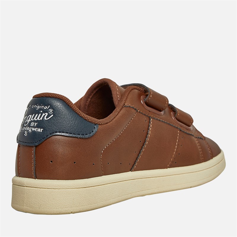 Original Penguin Junior Boys Marble Velcro Trainers Tan/Navy