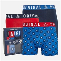 Original Penguin Mens Three Pack Trunks Pete Navy/Blue/Red