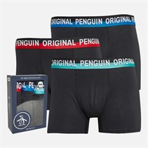 Original Penguin Mens Three Pack Hipster Boxers Original Waistband/Black