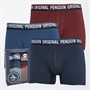 Original Penguin Mens Three Pack Hipster Boxers Original Waistband/Navy