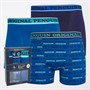 Original Penguin Mens Three Pack Boxer Trunks Teal AOP/Charcoal/Blue