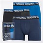 Original Penguin Mens Three Pack Hipster Boxers Original Waistband/Black/Blue