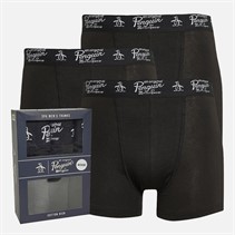 Original Penguin Mens Three Pack Spacedye Boxer Trunks Black/Grey