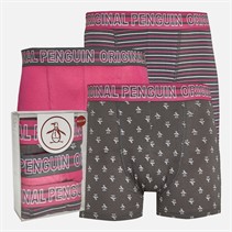 Original Penguin Mens Three Pack AOP Pete Boxer Trunks Pink/Grey