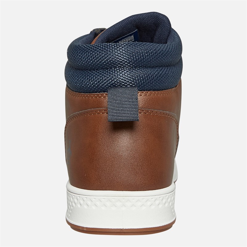 Original Penguin Mens Furrow Hi-Top Trainers Cognac