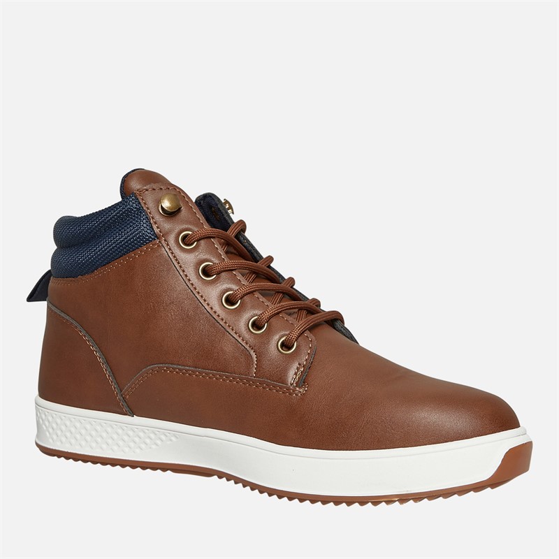 Original Penguin Mens Furrow Hi-Top Trainers Cognac