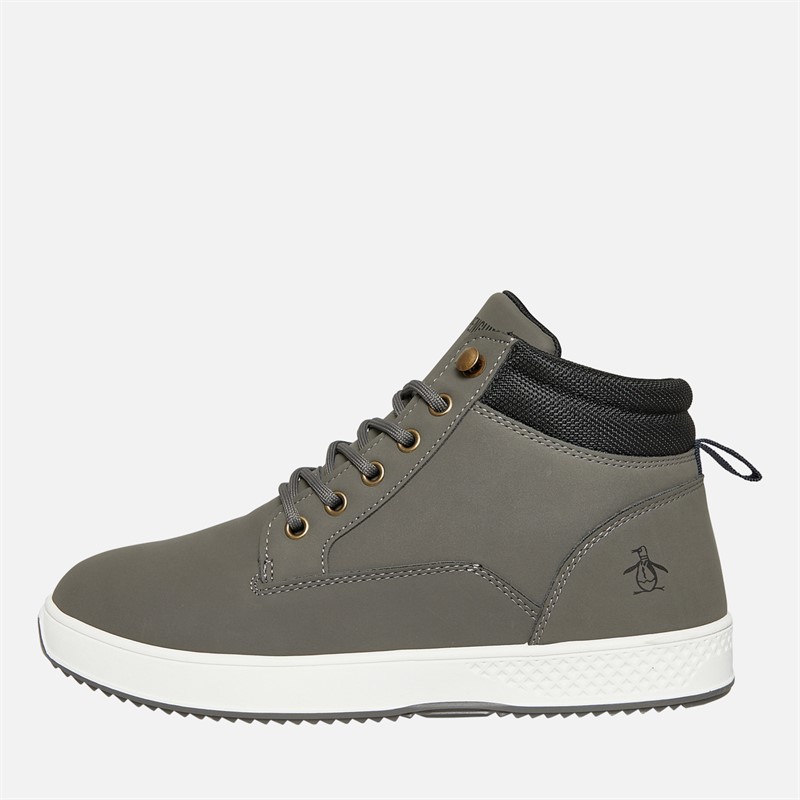 Original Penguin Mens Furrow Hi-Top Trainers Charcoal - Size 7