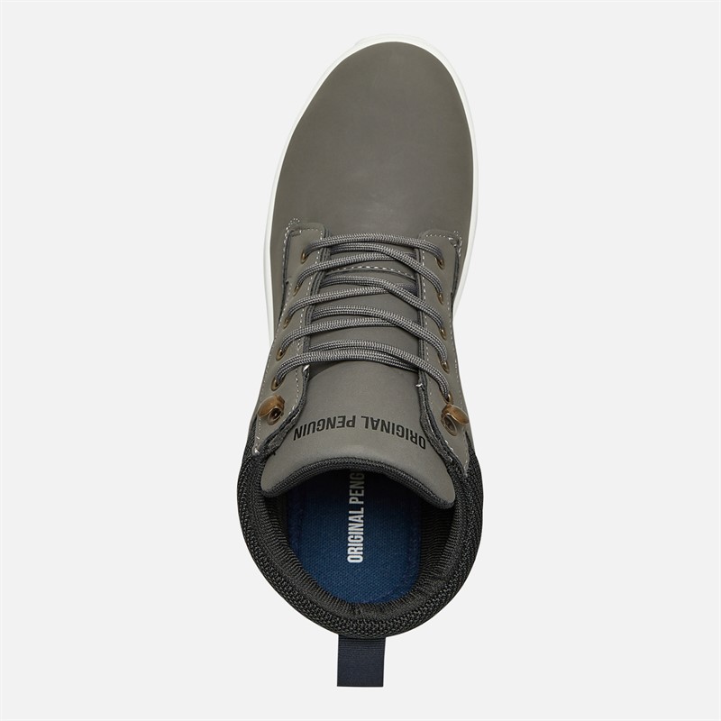 Original Penguin Mens Furrow Hi-Top Trainers Charcoal