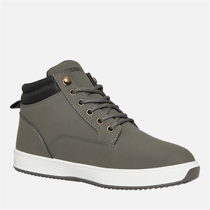 Original Penguin Mens Furrow Hi-Top Trainers Charcoal