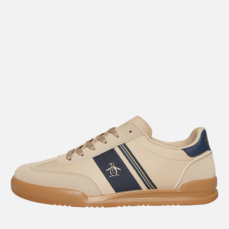 Original Penguin Mens Gaz Trainers Beige/Navy - Size 8