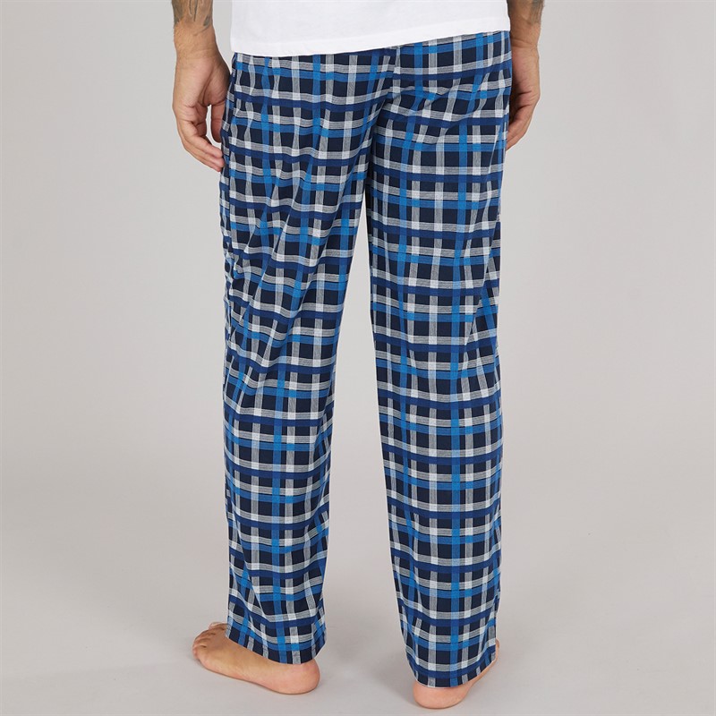 Original Penguin Mens Super Soft Checked Lounge Pants Dark Blue/French Blue