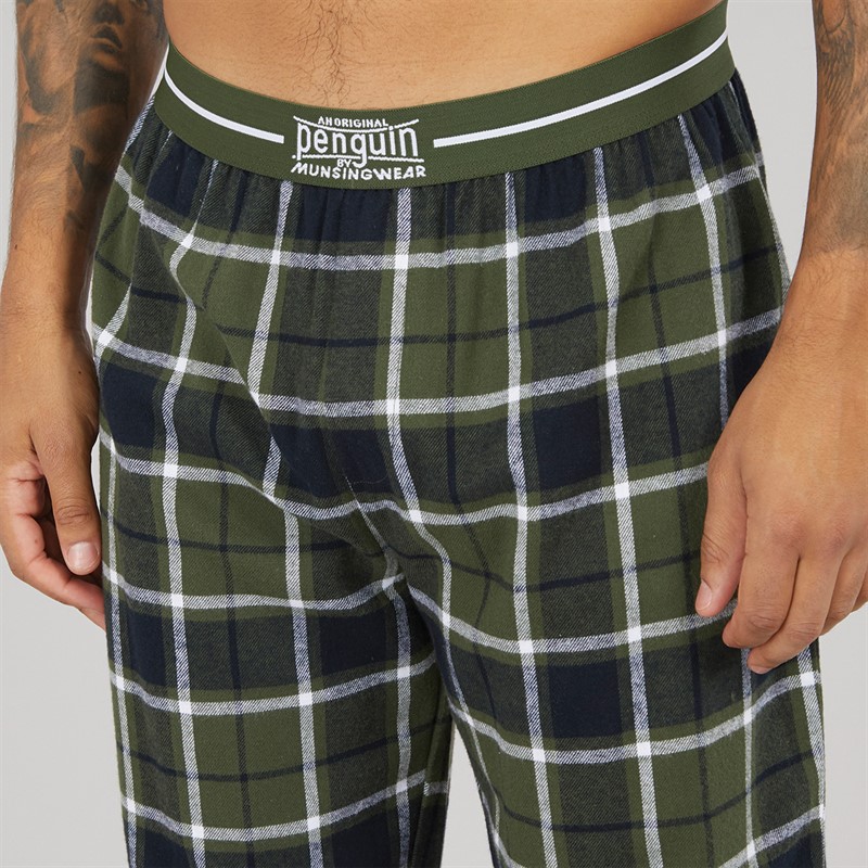 Original Penguin Mens Brushed Flannel Lounge Pants Black/Khaki