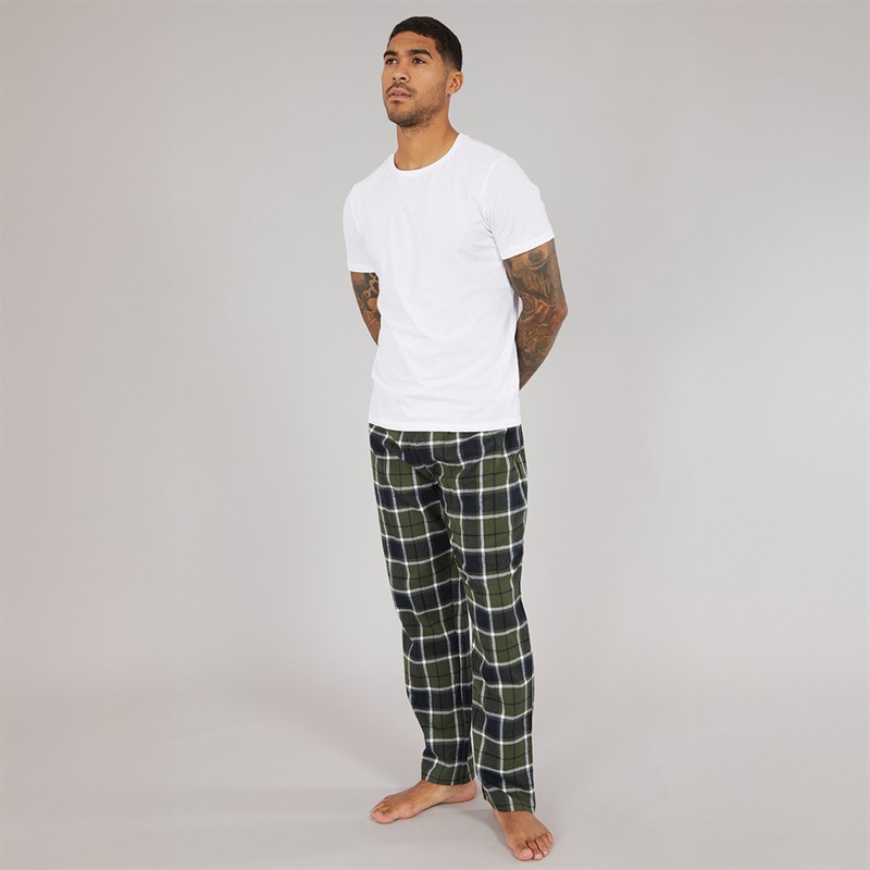Original Penguin Mens Brushed Flannel Lounge Pants Black/Khaki