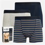 Original Penguin Mens Three Pack Boxer Trunks Stripe/Navy/Ochre