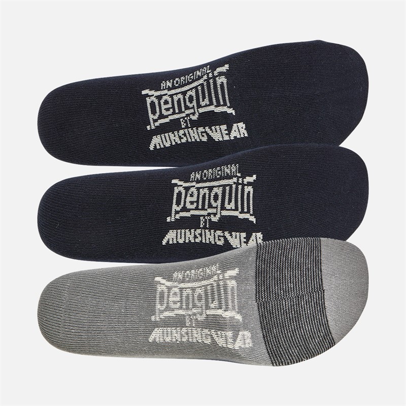 Original Penguin Mens Three Pack Design Ankle Socks Navy
