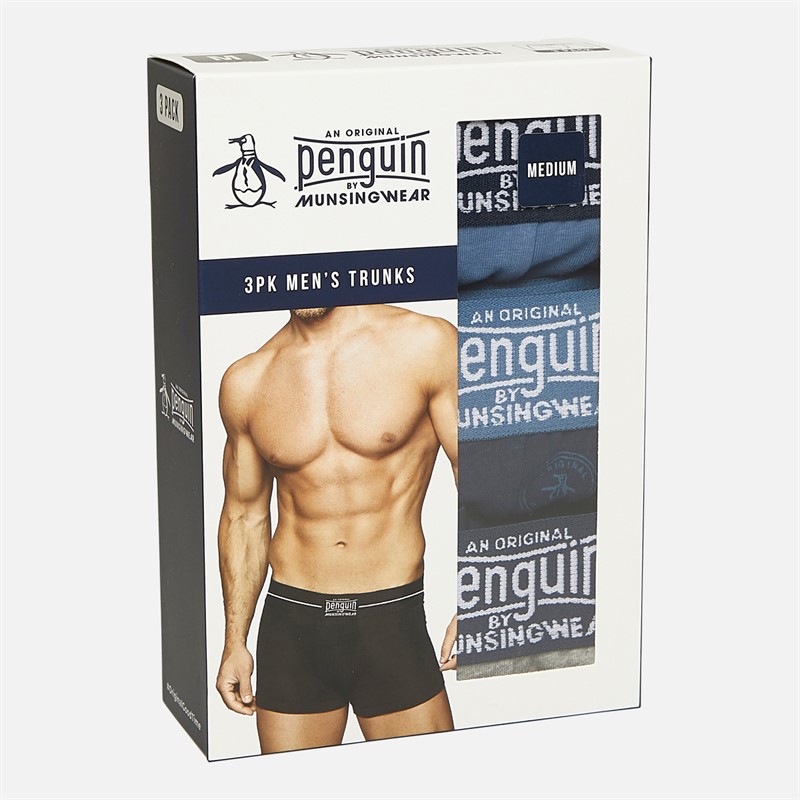 Original Penguin Mens Three Pack Boxer Trunks AOP/Blue