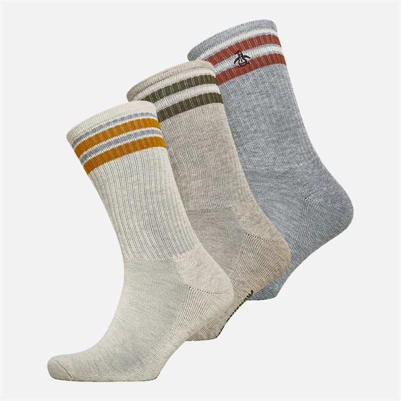 Original Penguin Mens Three Pack Casual Sport Socks Grey