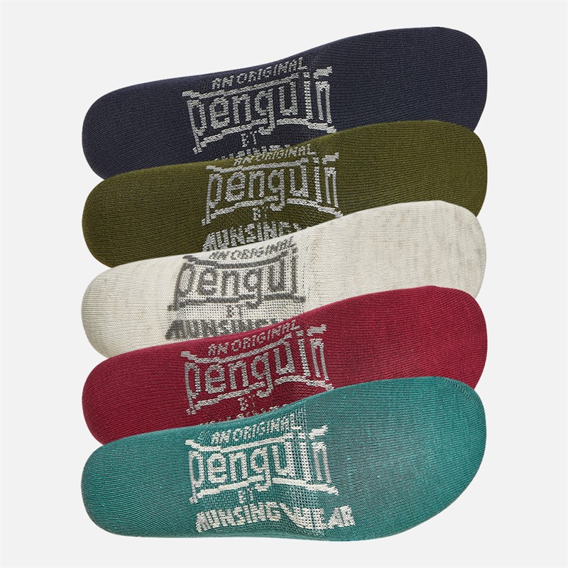 Original Penguin Mens Five Pack Rib Leg Crew Socks Khaki