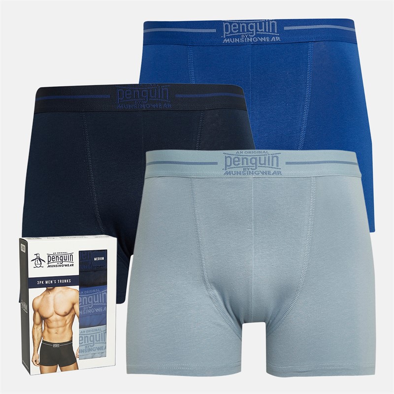 Original Penguin Mens Three Pack Boxer Trunks Blues