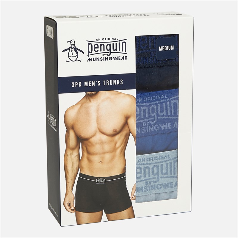 Original Penguin Mens Three Pack Boxer Trunks Blues