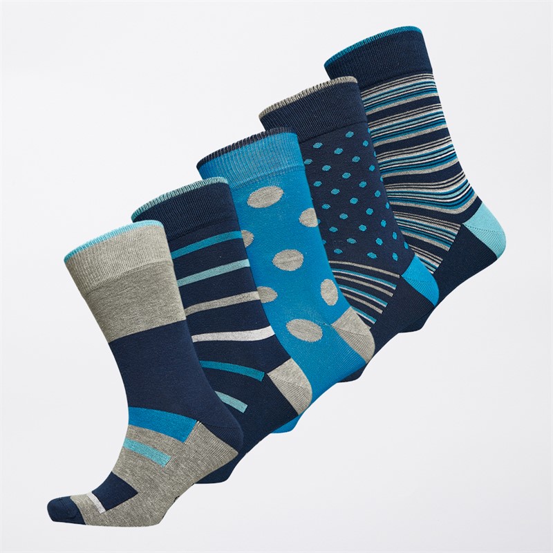Original Penguin Mens Five Pack Socks Navy - Size 7