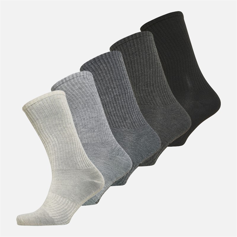 Original Penguin Mens Five Pack Rib Leg Crew Socks Grey