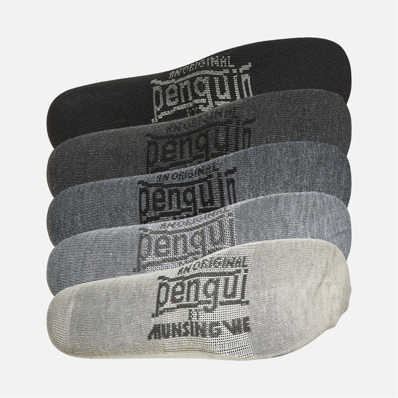 Original Penguin Mens Five Pack Rib Leg Crew Socks Grey