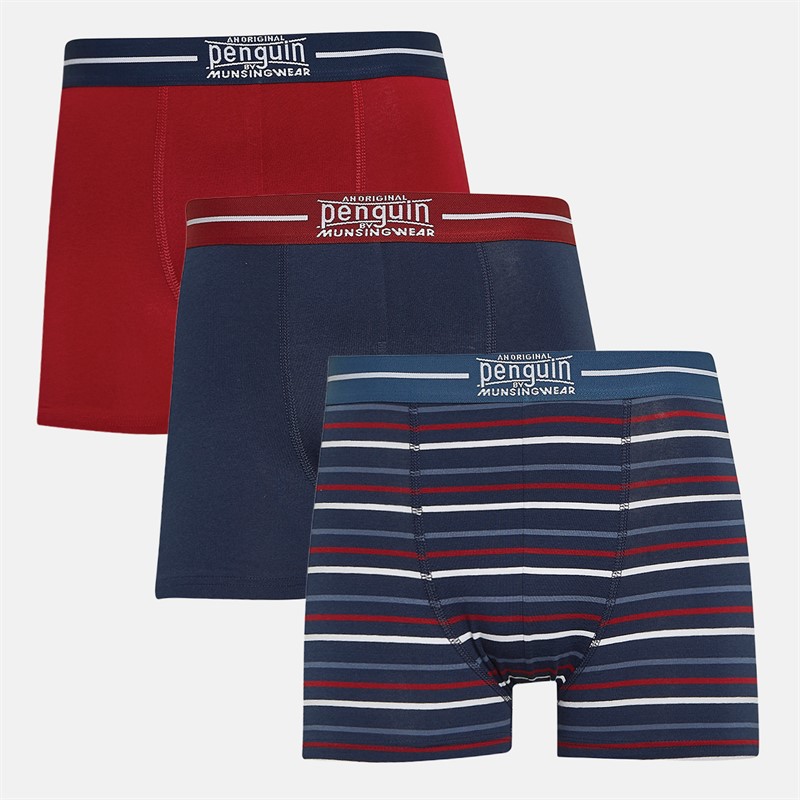Original Penguin Mens Three Pack Boxers Stripe/Port/Navy - Size L
