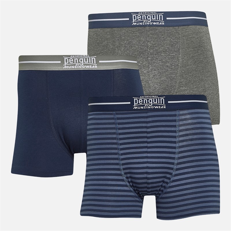 Original Penguin Mens Three Pack Boxers Stripe/Grey/Blue - Size M