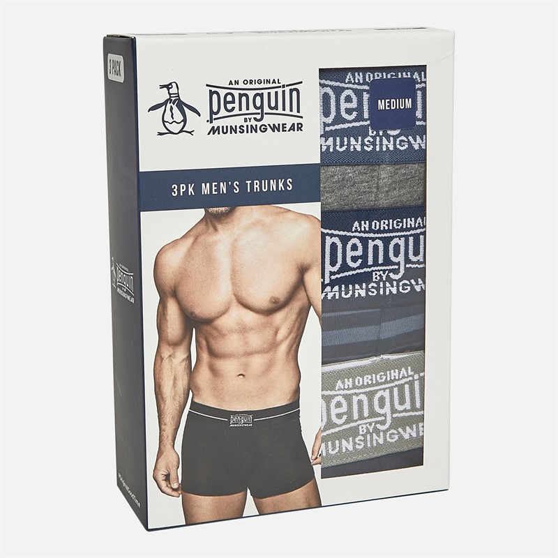 Original Penguin Mens Three Pack Boxers Stripe/Grey/Blue