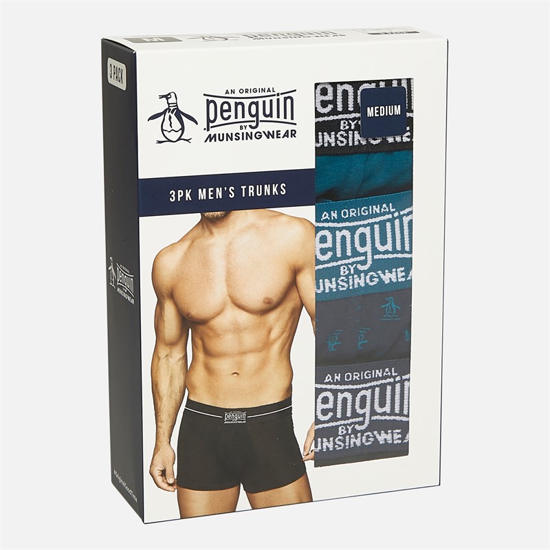 Original Penguin Mens Three Pack Boxer Trunks AOP/Pete/Teal