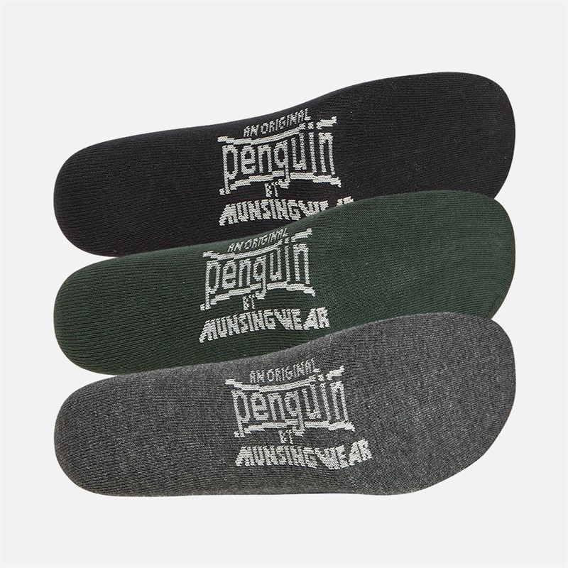 Original Penguin Mens Three Pack Design Ankle Socks Black