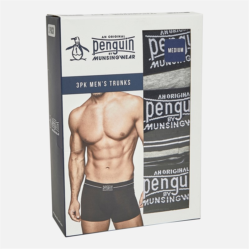 Original Penguin Mens Three Pack Boxers Mono/Stripe/Grey