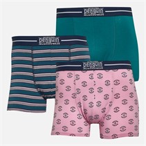 Original Penguin Mens Three Pack Trunks Pink/Teal/Navy