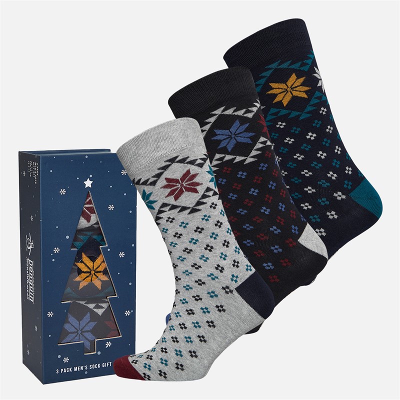 Original Penguin Mens Three Pack Socks With Gift Box Navy