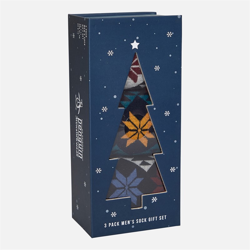 Original Penguin Mens Three Pack Socks With Gift Box Navy