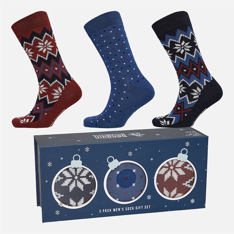Original Penguin Mens Three Pack Socks With Gift Box Navy