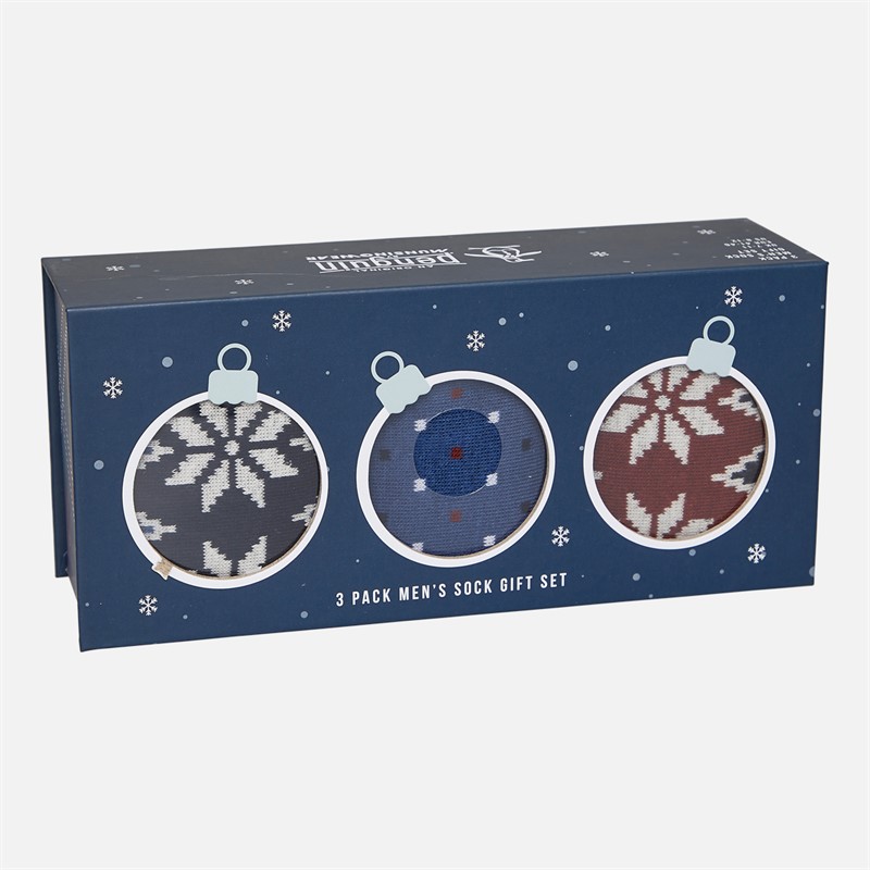 Original Penguin Mens Three Pack Socks With Gift Box Navy