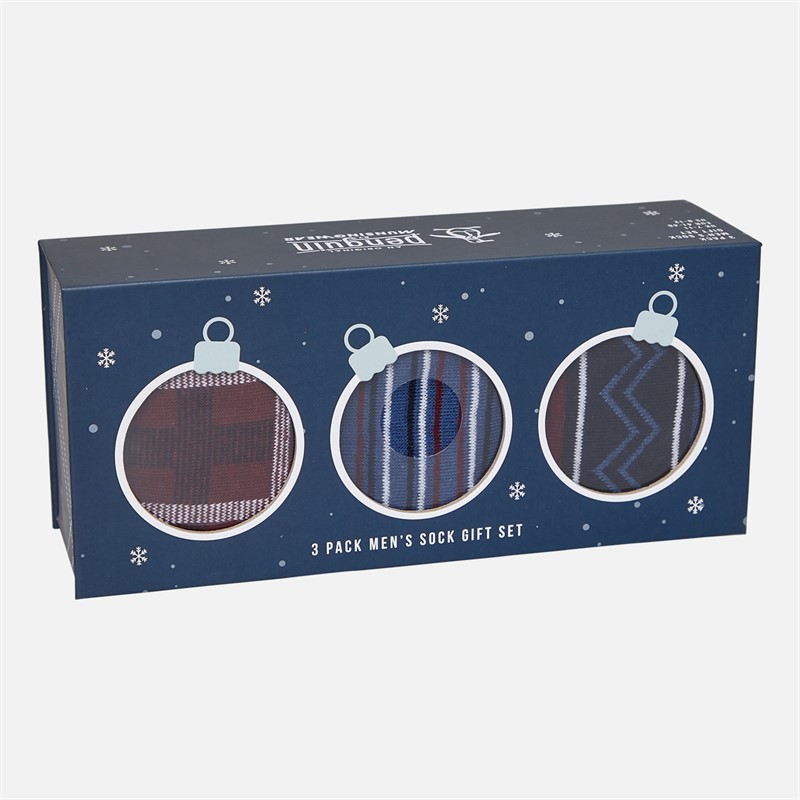 Original Penguin Mens Three Pack Socks With Gift Box Burgundy