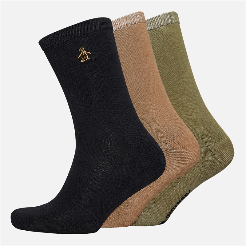 Original Penguin Womens Three Pack Cushioned Ankle Socks Multi