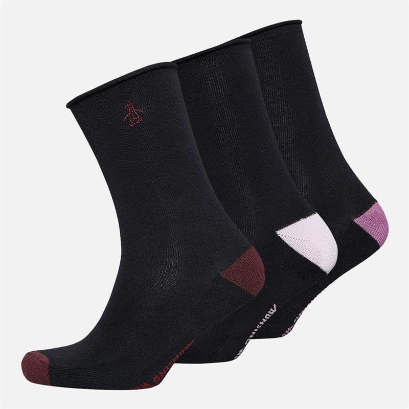Original Penguin Womens Three Pack Roll Top Ankle Socks Multi