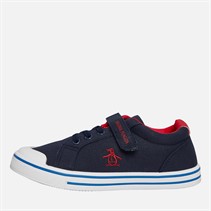 Original Penguin Boys Canvas Trainers Navy/Red