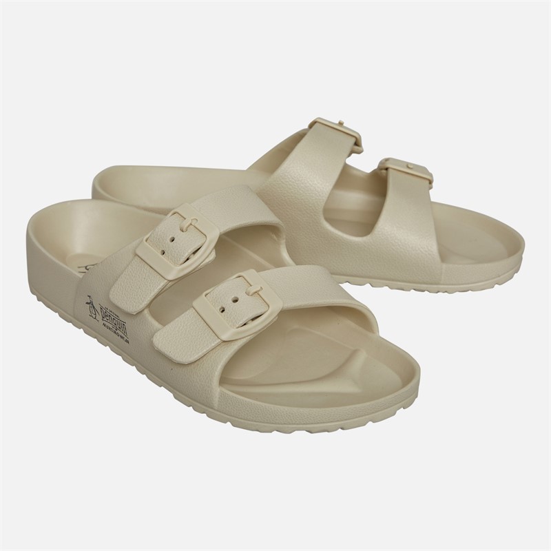 Original Penguin Womens Eden Double Buckle Sandals Stone