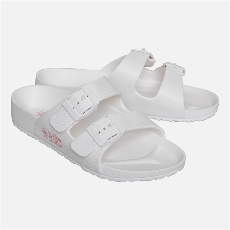 Original Penguin Womens Eden Double Buckle Sandals White