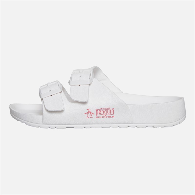 Original Penguin Womens Eden Double Buckle Sandals White