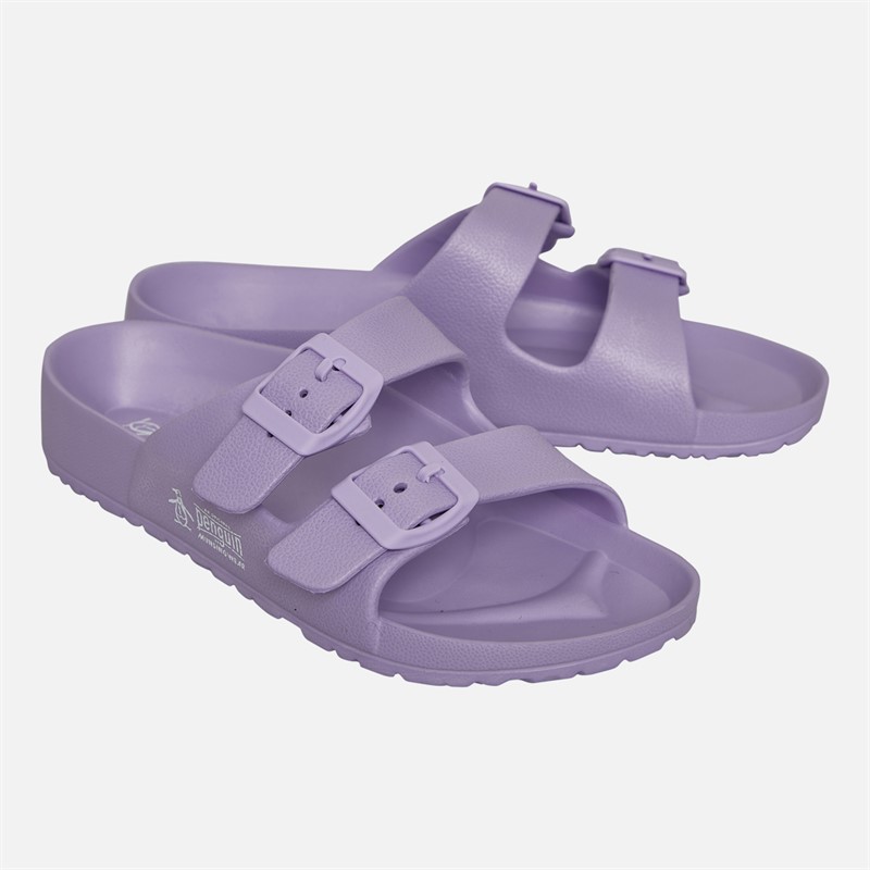 Original Penguin Womens Eden Double Buckle Sandals Lilac