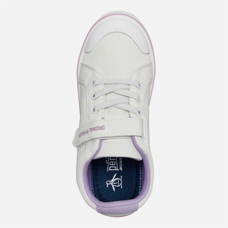 Original Penguin Girls Canvas Trainers White/Lilac