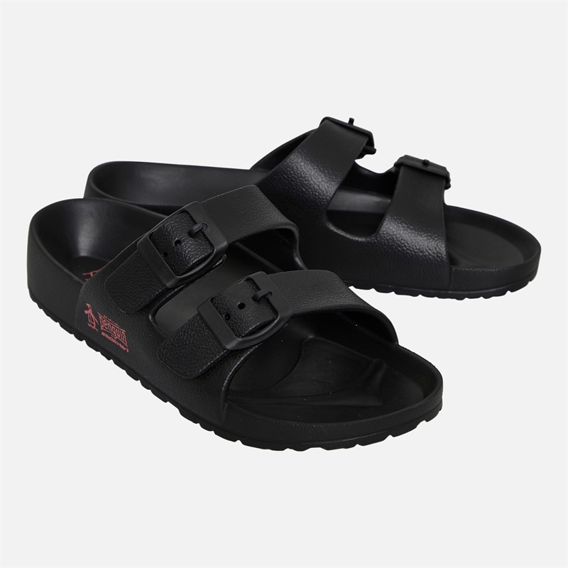 Original Penguin Womens Eden Double Buckle Sandals Black